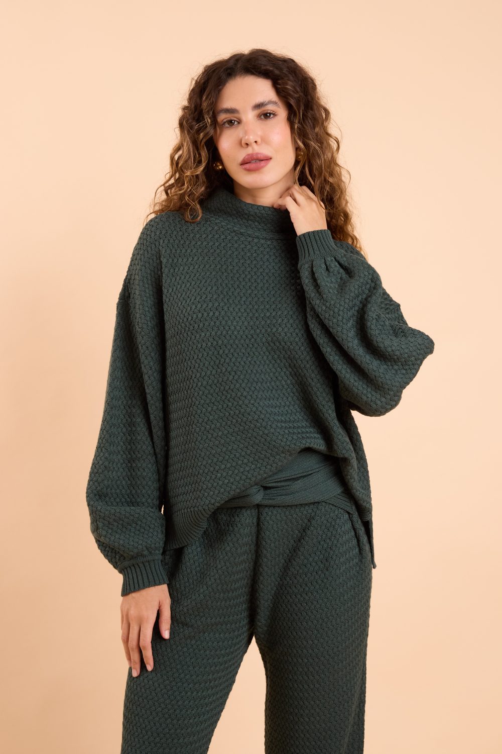 SUETER GOLA  ALTA TRICOT - VERDE SELVAGEM