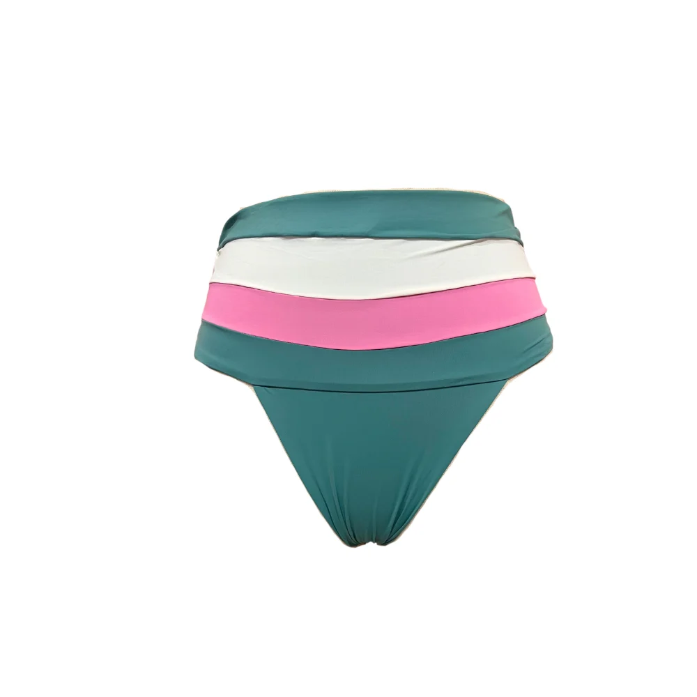 CALCINHA GERIBA TRICOLOR - VERDE ALECRIM/ OFF/ PINK