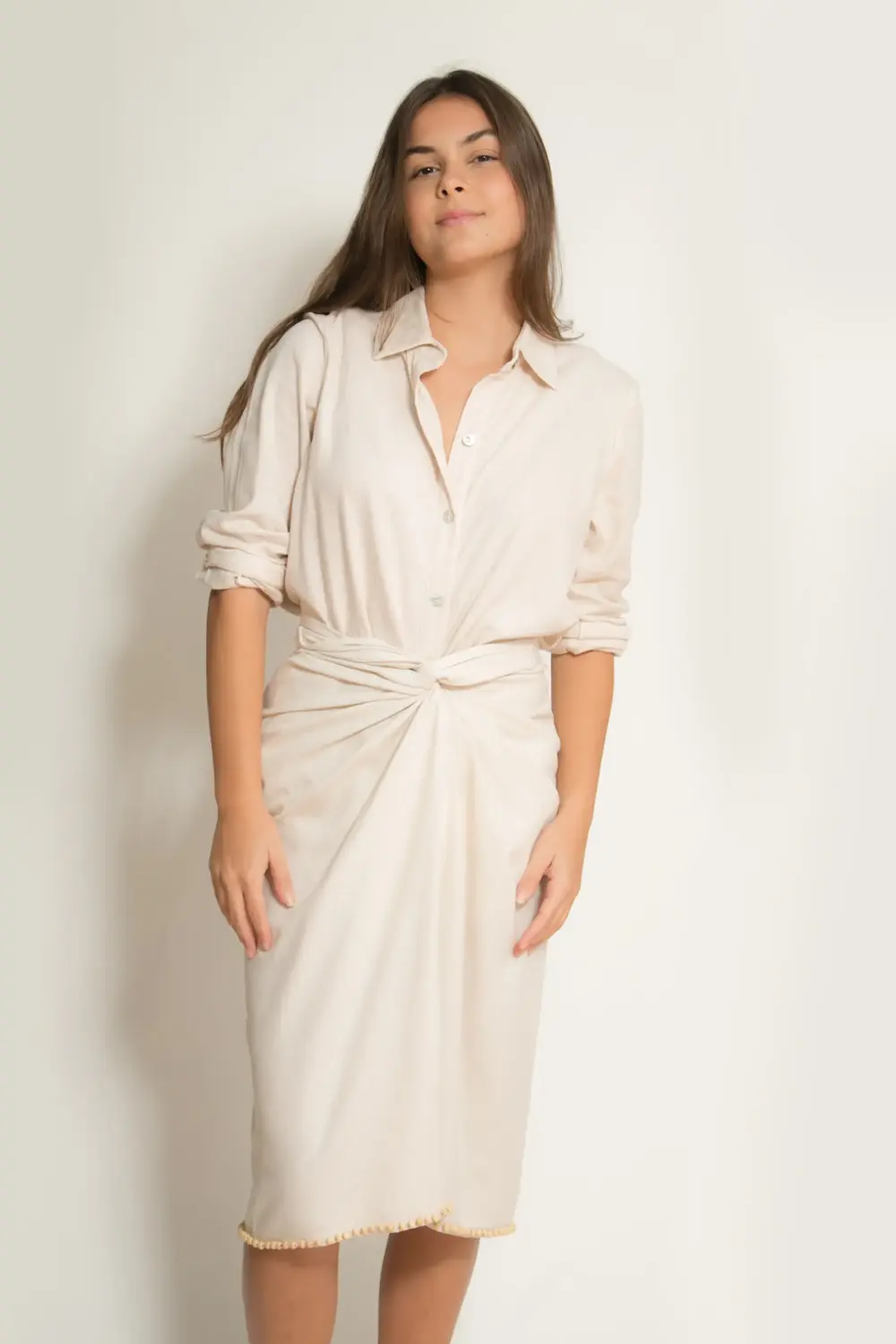 SAIA GABI BORDADA - AREIA